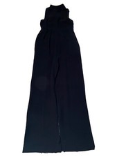 Elisabetta Franchi 42 Short Sleeve Wide Leg Slacks Bodysuit Black Tall Jumper