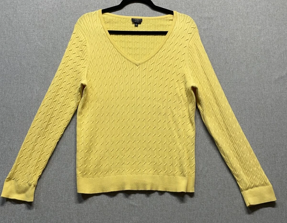 Talbots Womens Top Sweater Size XLarge Yellow Pima Cotton Long Sleeve Light