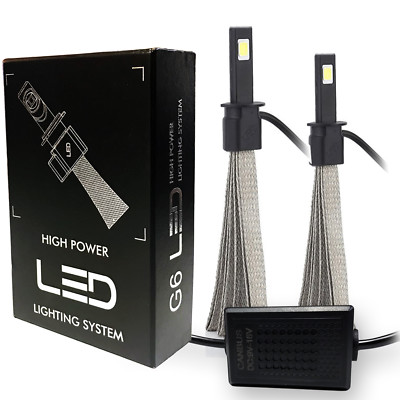 A1 2x H1 LED Fanless Headlight Conversion Kit 6000K White Cooper Belts Canbus