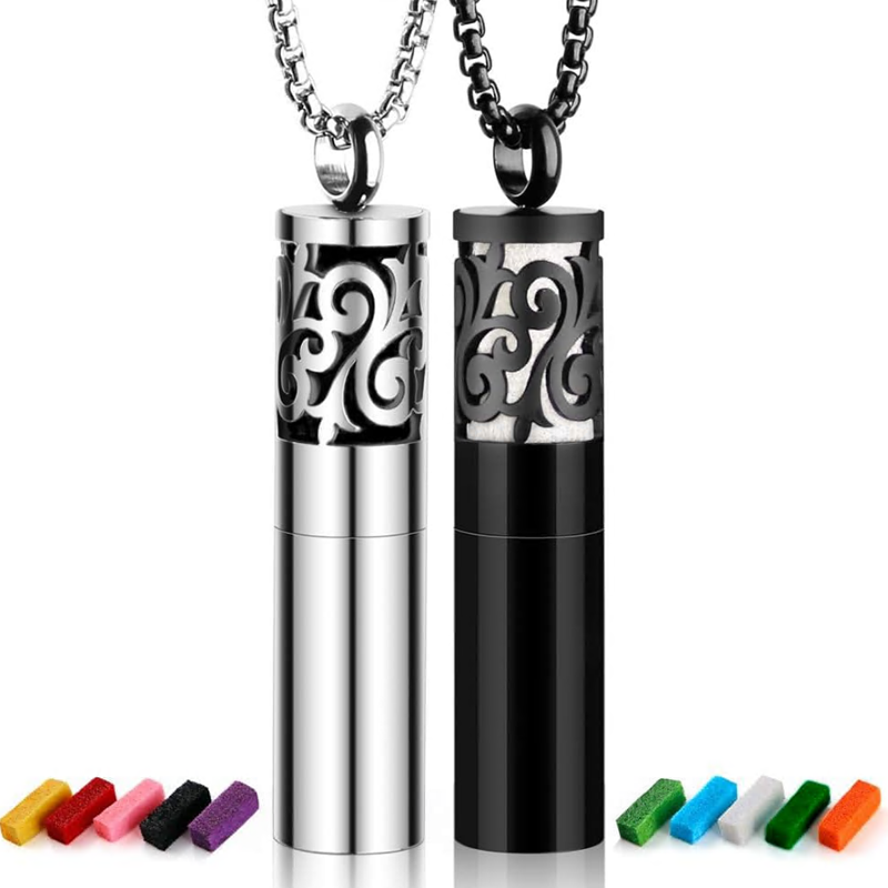 Aromatherapy Essential Oil Diffuser Necklace for Women 2PCS Set-image