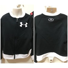 Under Armour Coldgear Girls Black/White Sz S Tricot Track Light Jacket 40 NWT