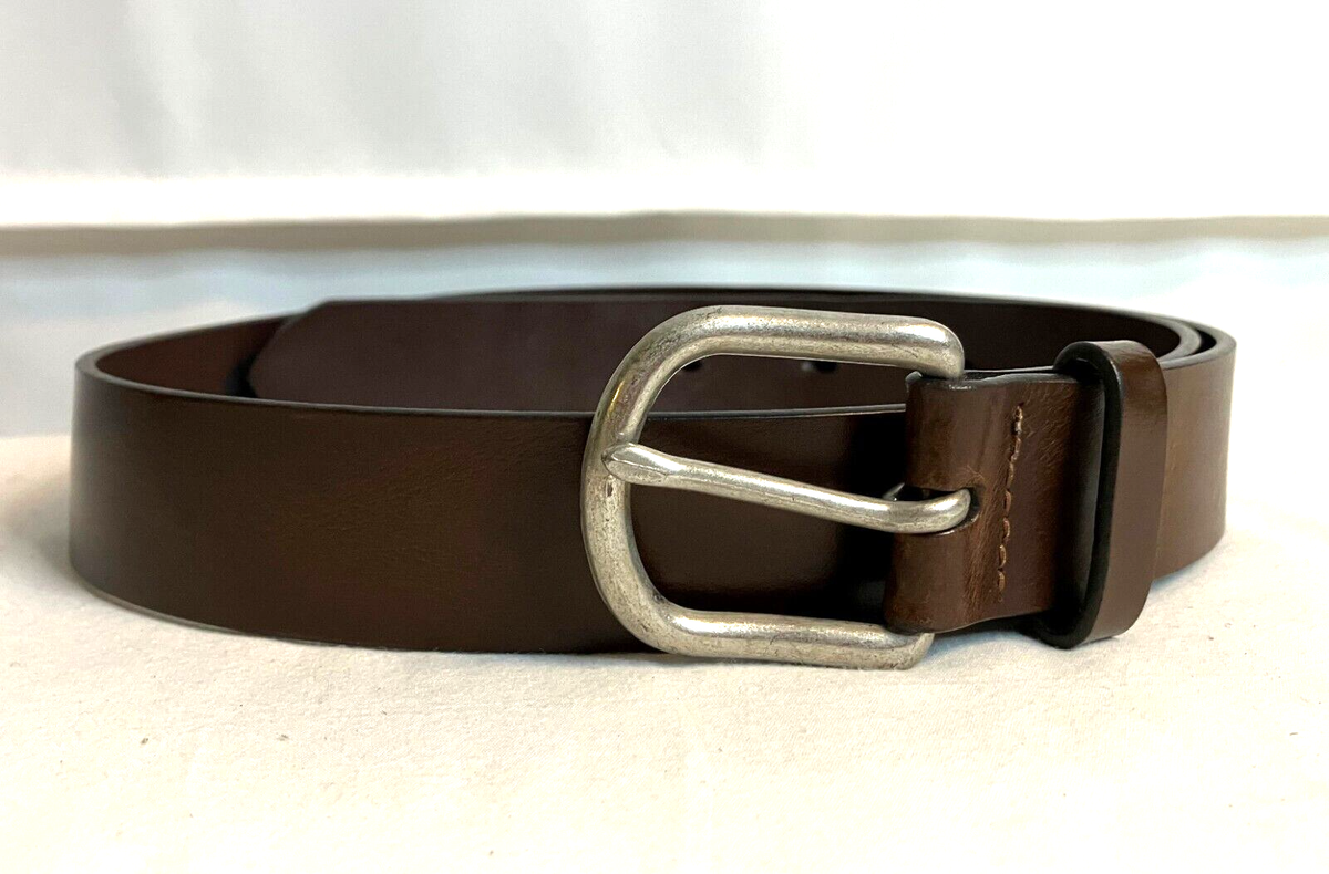 Old Navy Brown Leather Silver Metal Buckle Belt Size Small  display picture 2