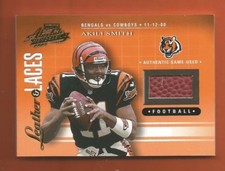2001 ABSOLUTE LEATHER AND LACES AKILI SMITH GAME-USED BALL #d 187/825 BENGALS