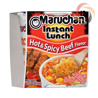 12x Cups Maruchan Instant Lunch Hot & Spicy Beef Flavor Ramen Noodles | 2.25oz