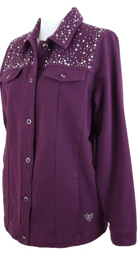 Dream Jeannes Quacker Factory ~Woman Sz M~Deep Win Button Jacket Rhinestones NWT - Picture 4 of 12