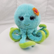 Octopus Plush 5" Stuffed Animal Soft Sparkle Glitter Eyes Tropical Blue