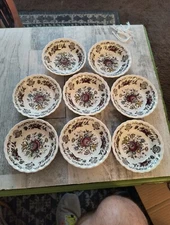 (8) Myott BOUQUET Stafforshire England 4.75" Berry Sauce Bowl Swirl Edge Rose