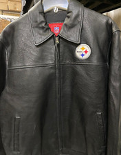 Pittsburgh Steelers NFL Black Leather Full Zip Up Jacket Medium
