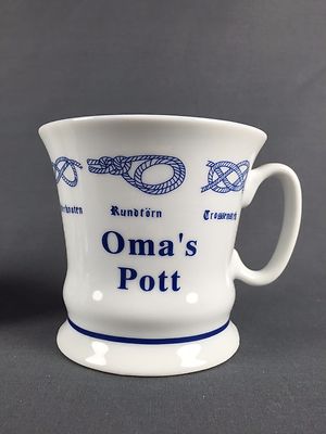Buddel-Bini Oma’s Pott – Seemannsknoten-Tasse, 300 Ml, Spülmaschinengeeignet