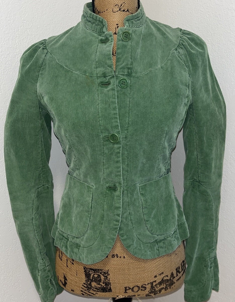 FRENCH CONNECTION Cotton Corduroy Fitted Coat/blazer Size Green - Main Image