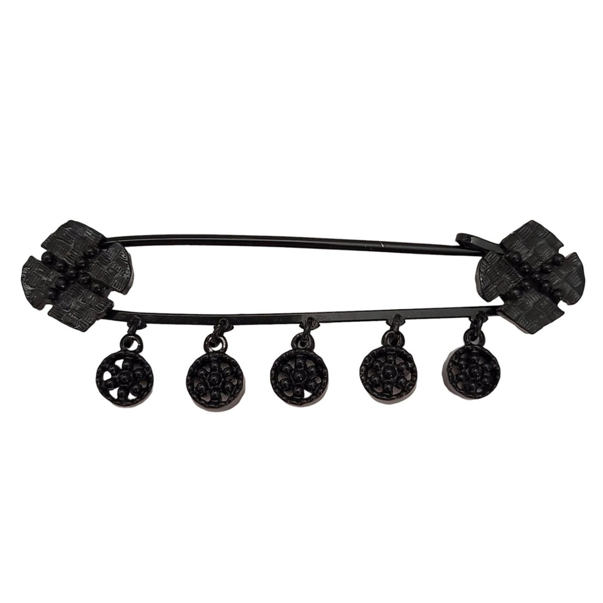 John Black Victorian Style Round Floral Charm Dangles Safety