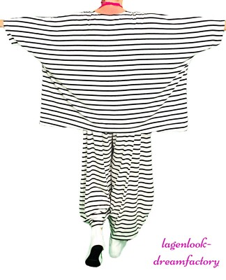 Pantalon Ballon En Jersey à Rayures Myo-Lagenlook - Taille 44 à 56 - Neuf Avec étiquettes