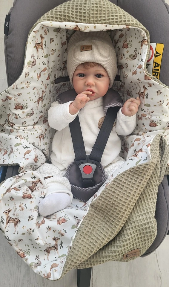 Baby Einschlagdecke aus Waffelpiqué–Babydecke für die Babyschale