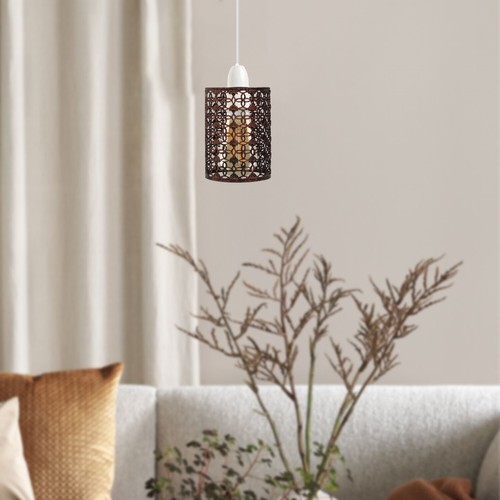 Metal Cylinder Easy Fit Lampshade Ceiling Pendant Light Shade Wire Cage Lighting - Picture 9 of 150