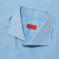 Isaia NWOT Dress Shirt Size 40 15.75 in Blue 100 Cotton Made in Italy