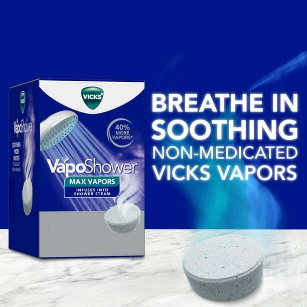 Vicks VapoShower Max Eucalipto Aromaterapia Ducha Vapor Tabletas, Mentol, 4 Foto 4 de 4