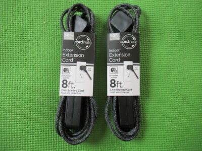 Lot 2 New Cordinate Indoor Extension Cords 8 ft 2.4m braided cord YOU GET BOTH