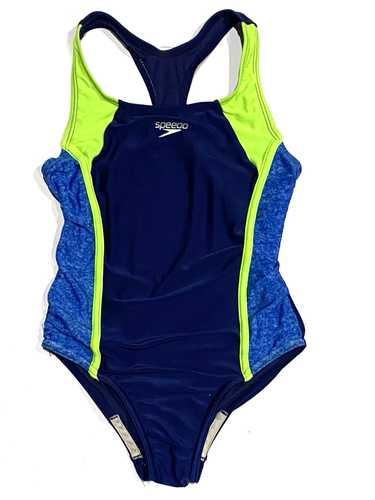 Speedo Girls One Piece Swimsuit Swimwear Racerback Bathing Suit Blue Green Sz S - Picture 20 of 24