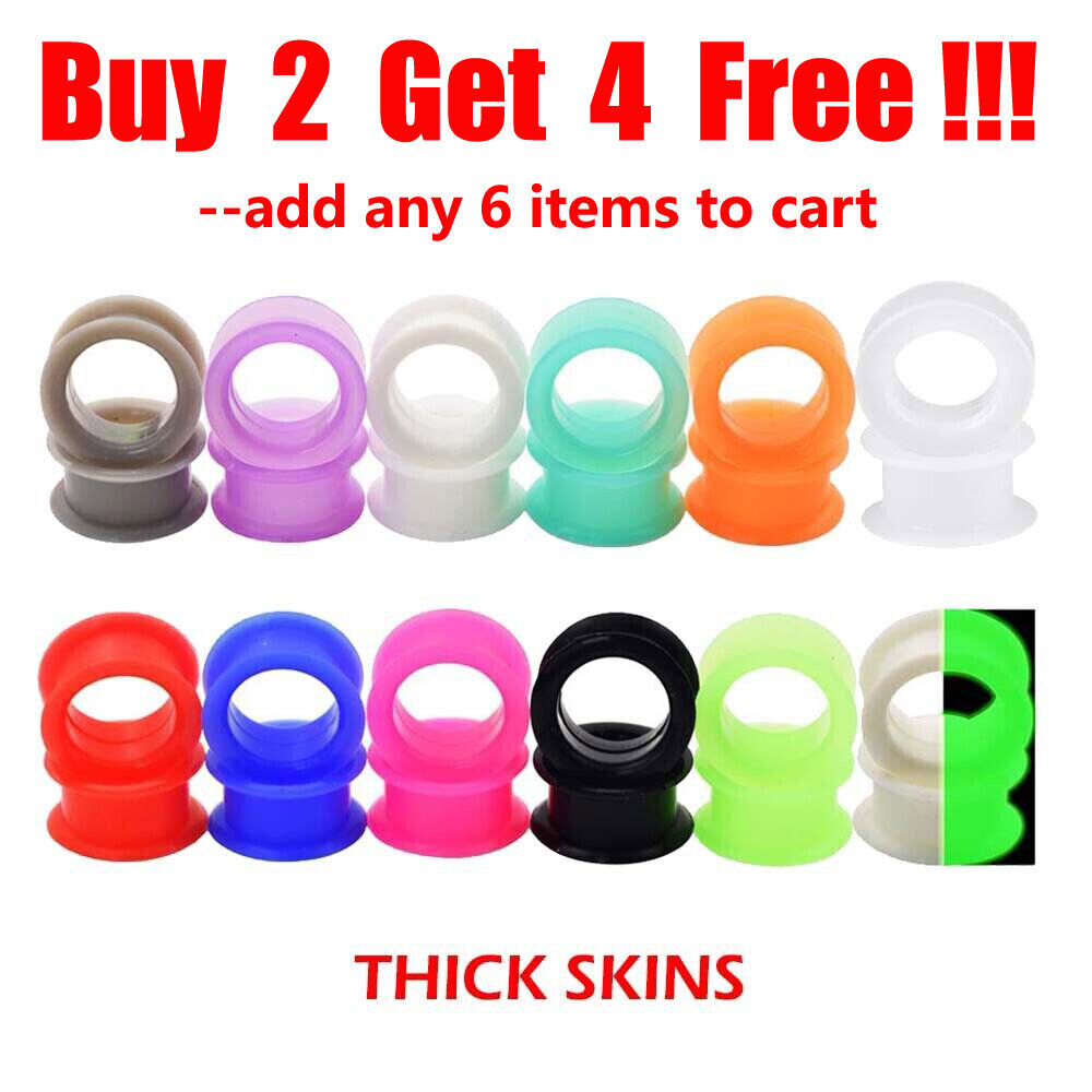 1 Pair Thick Silicone Ear Gauges Plugs Soft Flesh Tunnels Ear Stretchers 2g-1"