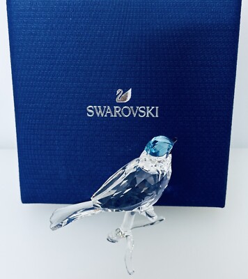 NIB Swarovski Blue Jay Bird Perched On Branch Retired Crystal