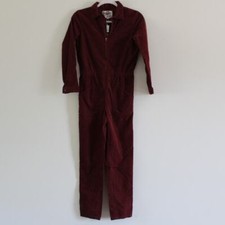 NWT Bonpoint Girls Flo Overall Worker Jumpsuit Burgundy Corduroy Long Sleeve 12