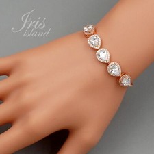 Women ROSE GOLD Plated Cubic Zirconia Wedding Tennis Bracelet Bridesmaids 07130
