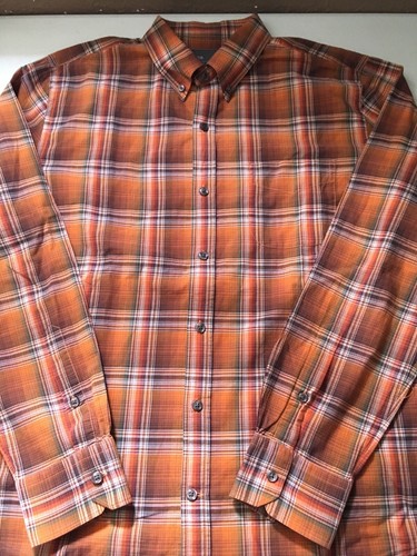 Camisa VINCE Manga Larga a Cuadros Abotonada Color Cobre Cuadros Nípida y Fina L - Imagen 9 de 12