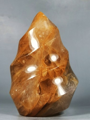 Golden Healer QUARTZ Crystal Polished Flame Reiki Healing