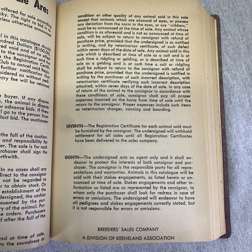 breeders sales company 1967 Fall Sale Book III, thoroughbred , with sale price - Foto 11 di 23