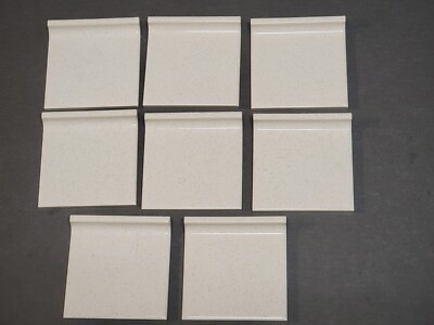 Vtg Lot 8 TILECREST Ceramic Cove Edge Tiles 4 1/4 White w/ Gold Flake Fleck NEW