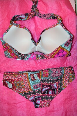 Bikini Victoria's Secret Push-up Inoubliable 34C Bas Taille S - Rose, Neuf Avec étiquettes