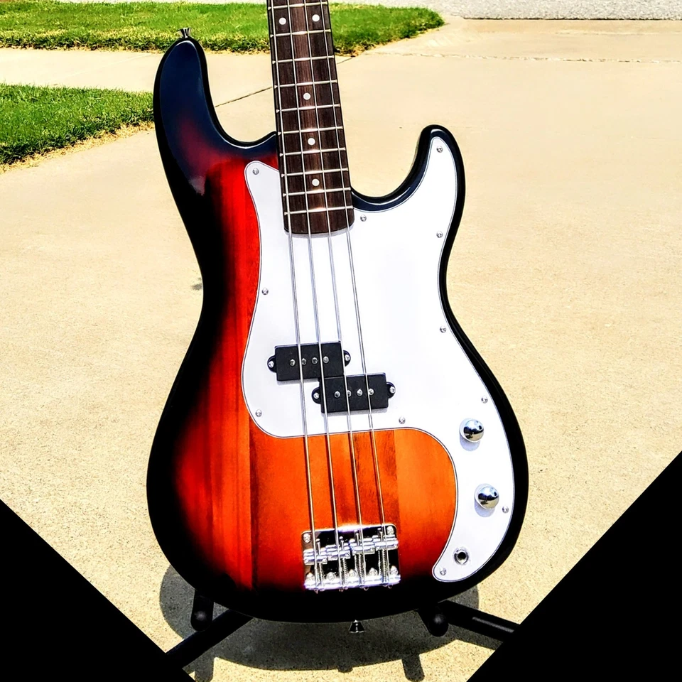 🎄ПРАЗДНИЧНАЯ РАСПРОДАЖА!🎄+УСИЛИТЕЛЬ! Электрическая бас-гитара P Style + золотистая отделка + ремень! - Изображение 2 из 4