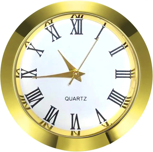 Mini Clock Insert 1-1/2 Inch (35 Mm) round Quartz Movement Miniature Clock White