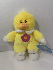 Kellytoy Kellybaby small plush rattle yellow Easter duck duckling pink flower