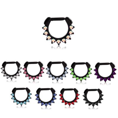 Septum Clicker Blackline Nose Ring Hoop Ear Cartilage Helix CZ 14G