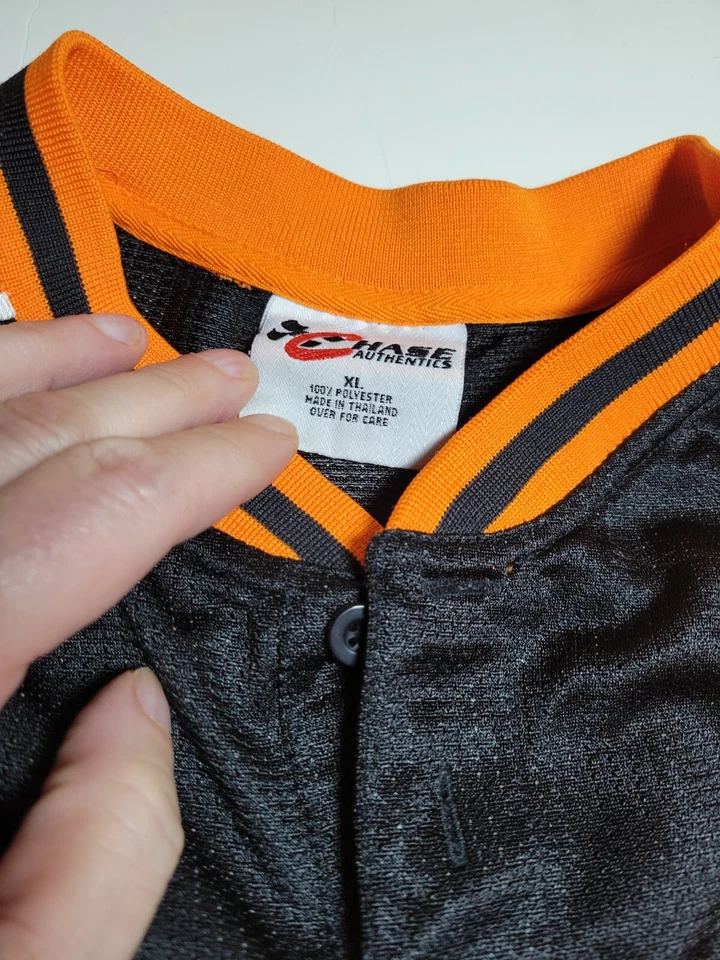 Camiseta deportiva de béisbol Chase Authentics Tony Stewart negra naranja Nascar transpirable XL Foto 4 de 4