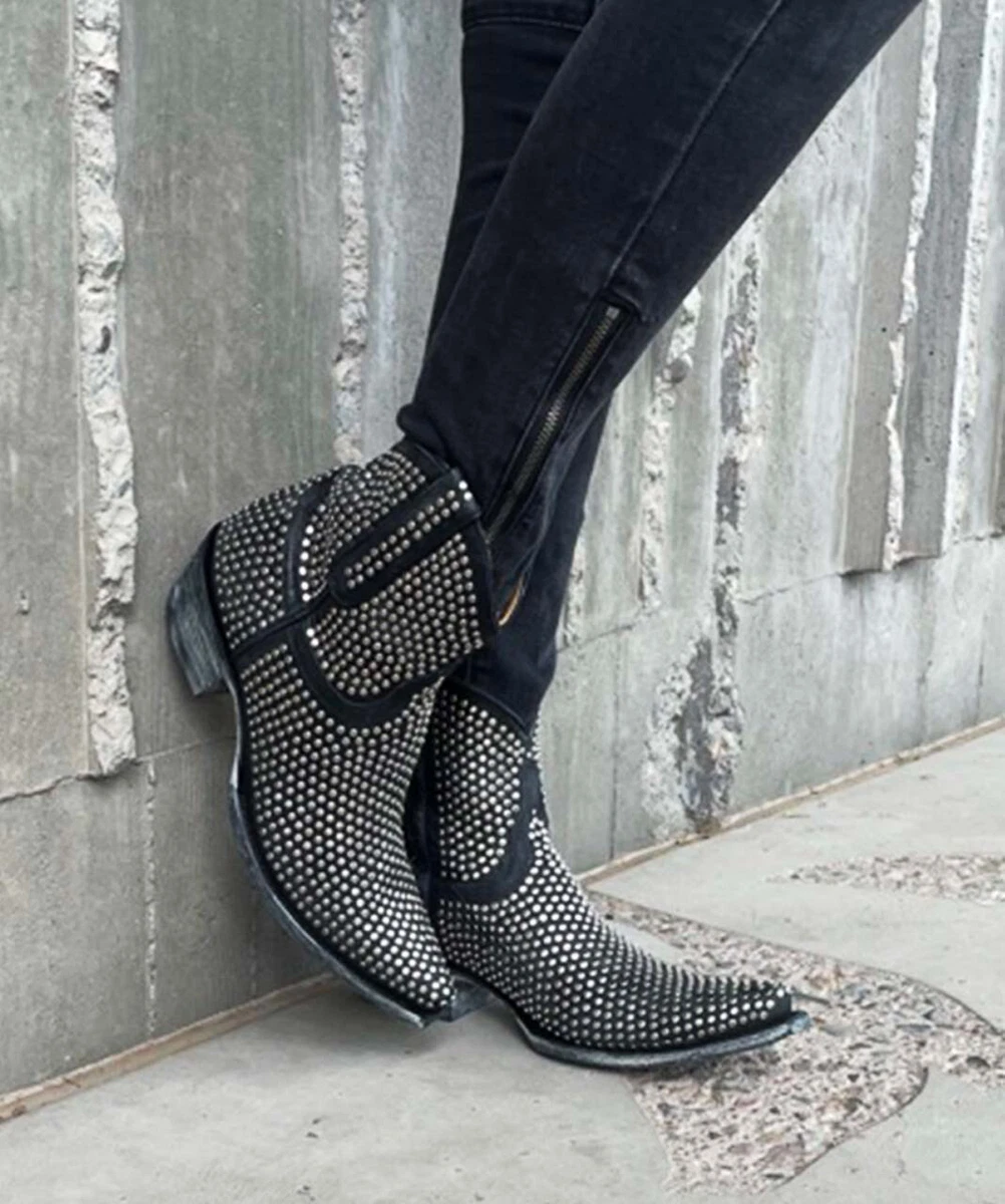 Stud top black boots