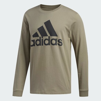 Adidas Badge Of Sport Long Sleeve T-Shirt Trace Cargo Men's Medium Large XL 2XL