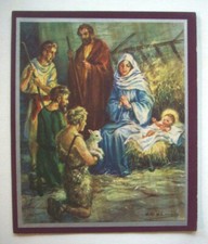 Nativity vintage Christmas card B14 unsigned