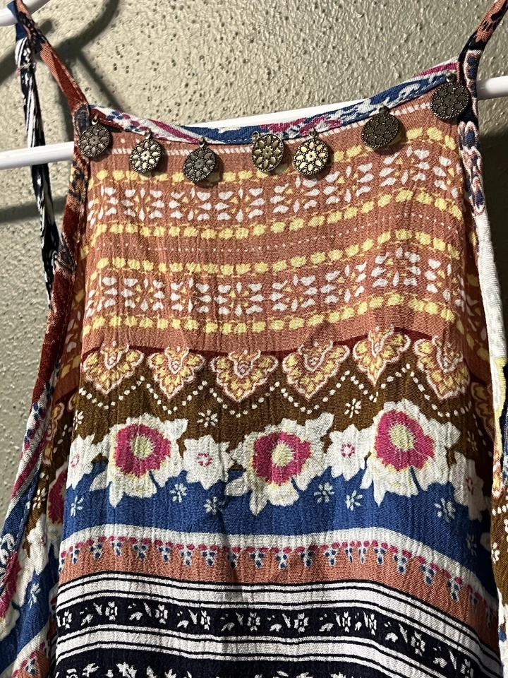 American Eagle Talla Pequeña Mameluco Correas de Espagueti Colorido Boho Campesino Playa Foto 3 de 4