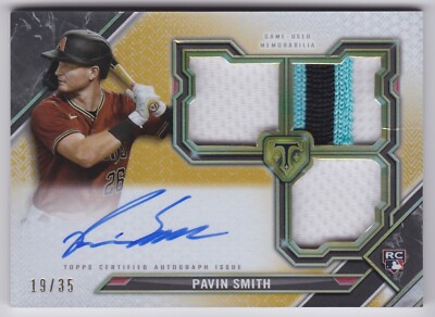 2021 Topps Triple Threads Pavin Smith Gold Triple Relic Auto RC #RFPAR-PS 19/35
