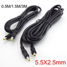 12V DC Power Plug 5.5 x 2.5mm Male To Male Connector Extension Cable Wire for PC