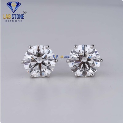 2.38 TCW Round Cut Diamond Earring by Labstone 925 silver