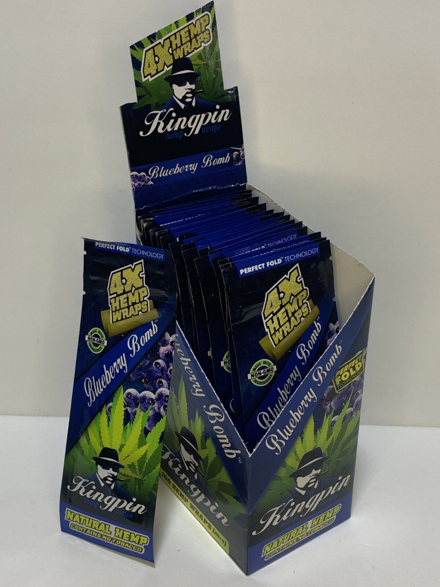 KINGPIN HERBAL WRAPS - BLUEBERRY BOMB Flavor/ 5 PACKS/ 4 toasted wraps per  pack