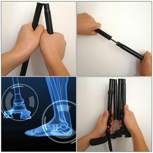 FOLDABLE WALKING STICK WITH LED LIGHT DISABILITY HEAVY DUTY CANE TORCH ALUMINIUM - Picture 8 of 24