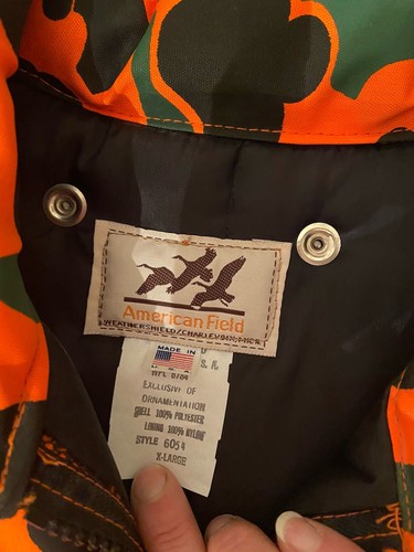 American Field Men’s insulated Hunting Set Jacket XL Pants Blaze Orange Camo - Picture 4 of 24