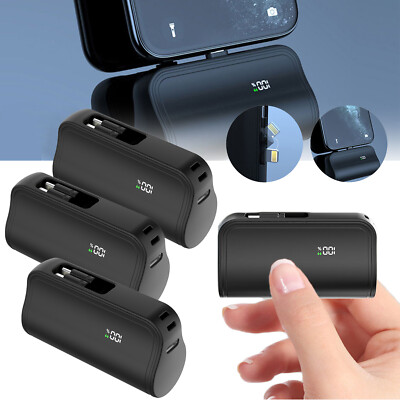 1/2/4x 10000mAh Small Power Bank Portable Charger for iPhone 16/15/14/13/Android