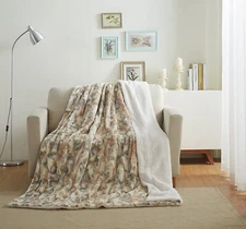 Tache Brown Russian Lynx Luxury Elegant Super Soft Chic Faux Fur Throw Blanket