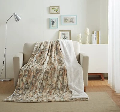 TACHE HOME FASHION Tache Brown Russian Lynx Luxury Elegant Super Soft Chic Faux Fur Throw Blanket
