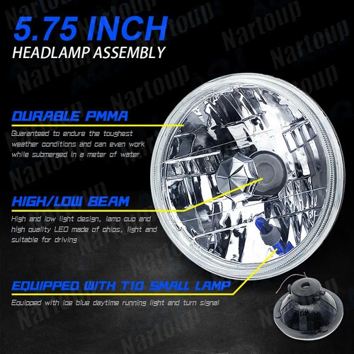 4PCS 5.75" bright LED Headlights Hi-Lo Beam For Mercedes-Benz 380SL 450SL 560SL - Image 2 of 4